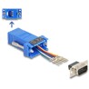 Adapter D-Sub 9-pin. męski do RJ12 żeński do montażu niebieski Delock 67075