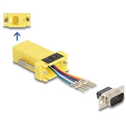Adapter D-Sub 9-pin. męski do RJ12 żeński do montażu żółty Delock 67076