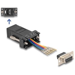 Adapter D-Sub 9-pin. żeński do RJ12 żeński do montażu czarny Delock 67077