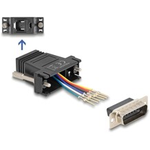 Adapter D-Sub 15-pin. męski do RJ12 żeński do montażu czarny Delock 67082