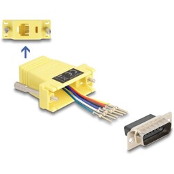 Adapter D-Sub 15-pin. męski do RJ12 żeński do montażu żółty Delock 67086