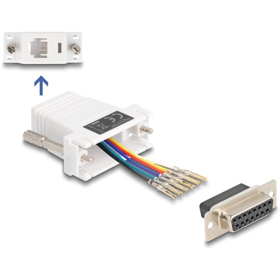 Adapter D-Sub 15-pin. żeński do RJ12 żeński do montażu biały Delock 67088