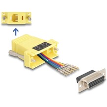 Adapter D-Sub 15-pin. żeński do RJ12 żeński do montażu żółty Delock 67091