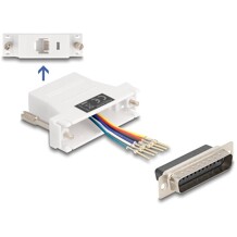 Adapter D-Sub 25-pin. męski do RJ12 żeński do montażu biały Delock 67093