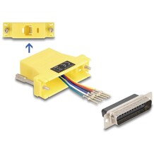 Adapter D-Sub 25-pin. męski do RJ12 żeński do montażu żółty Delock 67096