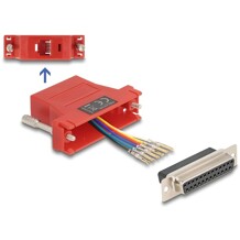 Adapter D-Sub 25-pin. żeński do RJ12 żeński do montażu czerwony Delock 67099