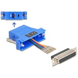 Adapter D-Sub 25-pin. żeński do RJ12 żeński do montażu niebieski Delock 67100