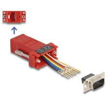 Adapter D-Sub 9-pin. męski do RJ45 żeńskie do montażu czerwony Delock 67103