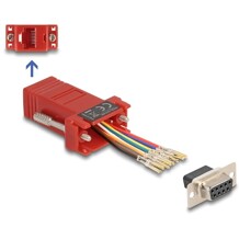 Adapter D-Sub 9-pin. żeński do RJ45 żeńskie do montażu czerwony Delock 67106