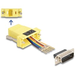 Adapter D-Sub 15-pin. męski do RJ45 żeńskie do montażu żółty Delock 67110