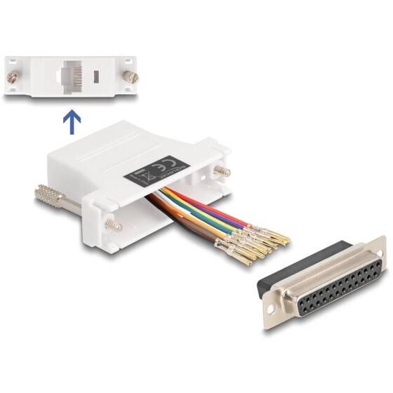 Adapter D-Sub 25-pin. żeński do RJ45 żeńskie do montażu biały Delock 67117