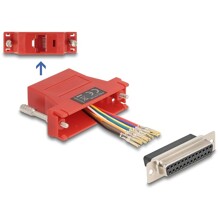 Adapter D-Sub 25-pin. żeński do RJ45 żeńskie do montażu czerwony Delock 67118