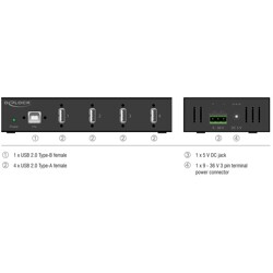 Hub przemysłowy 4x USB 2.0-A ESD 15kV montaż na szynie DIN Delock 60686