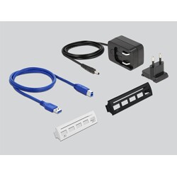 Hub USB 5Gbps 4-portowy + 1-portowy zasilacz USB montaż wewn./zewn. Delock 61898