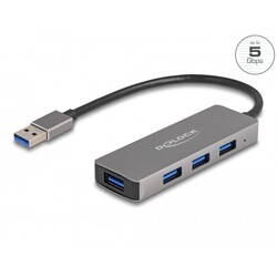 Hub 4-portowy USB 5Gbps z USB-A boczne porty USB-A Delock 63171