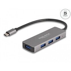 Hub 4-portowy USB 5Gbps z USB-C boczne porty USB-A Delock 63173