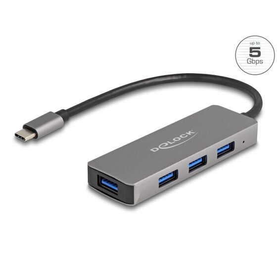 Hub 4-portowy USB 5Gbps z USB-C boczne porty USB-A Delock 63173
