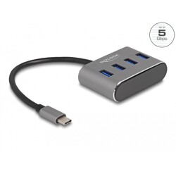Hub 4-portowy USB 5Gbps z USB-C porty USB -A na górze Delock 63223