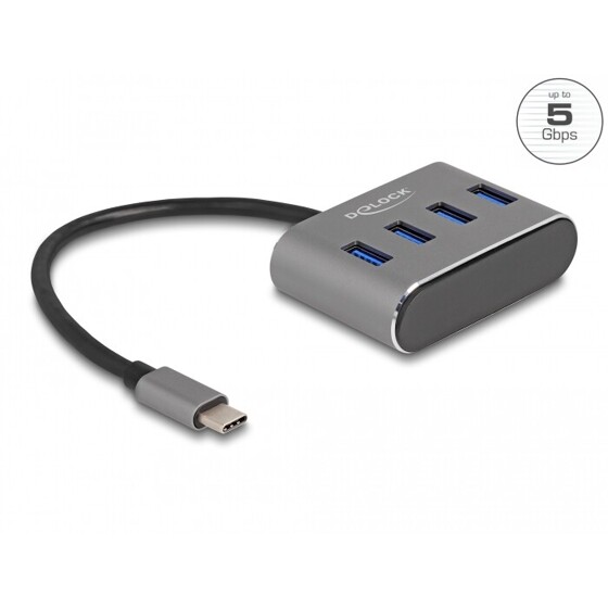 Hub 4-portowy USB 5Gbps z USB-C porty USB -A na górze Delock 63223