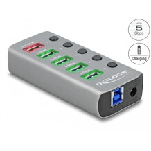 Hub USB 5Gbps 4x USB + port ładowania z przełącznikiem i podświetleniem Delock 63262