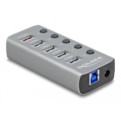 Hub USB 5Gbps 4x USB + port ładowania z przełącznikiem i podświetleniem Delock 63262