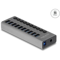 Hub zewnętrzny USB 5Gbps 10 portowy + przełącznik Delock 63670
