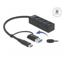 Hub USB 5Gbps 4 porty z USB-C lub USB-A Delock 63828