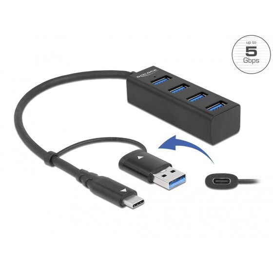 Hub USB 5Gbps 4 porty z USB-C lub USB-A Delock 63828