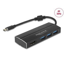 Adapter USB 5Gbps USB-C na 3x USB-A + HDMI (DP Alt Mode) 4K 30Hz Delock 63931
