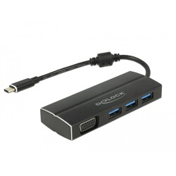 Adapter USB 3.1 Gen 1 USB-C na 3x USB 3.0-A + VGA (DP Alt Mode) Delock 63932