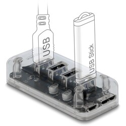 Przezroczysty hub zewnętrzny USB 3.0 4 porty Delock 64087