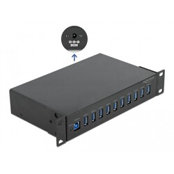 Hub do szafy Rack 10" 1U 10x USB 3.2 Gen 1 typ A Delock 64112