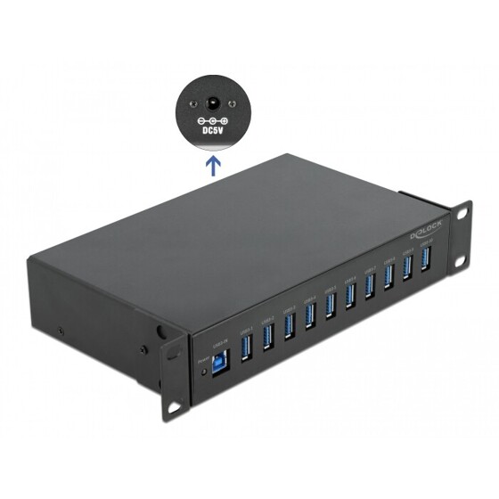 Hub do szafy Rack 10" 1U 10x USB 3.2 Gen 1 typ A Delock 64112