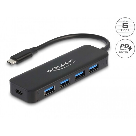 Hub USB-C 4x USB 3.2 Gen 1 z Power Delivery 85W Delock 64170