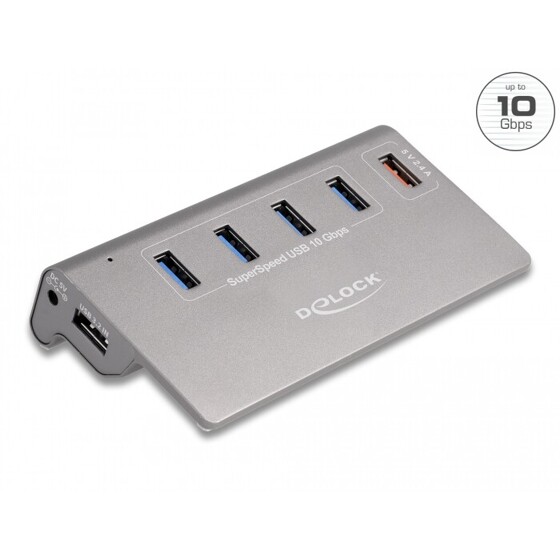 Hub USB 10Gbps 4x USB-A z funkcją szybkiego ładowania z zasilaczem Delock 64182