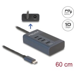 Hub USB 10Gbps 4x USB-C PowerDelivery 20W ze wskaźnikiem zasilania Delock 64189