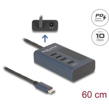 Hub USB 10Gbps 4x USB-C PowerDelivery 20W ze wskaźnikiem zasilania Delock 64189