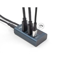 Hub USB 10Gbps 4x USB-C PowerDelivery 20W ze wskaźnikiem zasilania Delock 64189