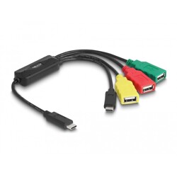 Hub kablowy USB 2.0 USB-C 3x USB-A żeński + 1x USB-C męski 4-portowy Delock 64203