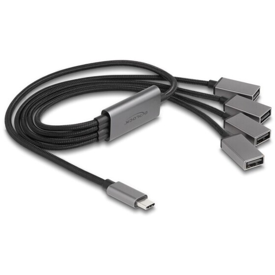 Hub kablowy USB 2.0 4-portowy USB-C przewód 60cm Delock 64210