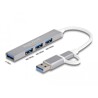 Hub USB Slim 4-portowy 3x USB 2.0-A + 1x USB 5Gbps typ A wejście USB-C lub USB-A Delock 64214