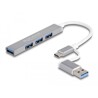 Hub USB Slim 4-portowy 3x USB 2.0-A + 1x USB 5Gbps typ A wejście USB-C lub USB-A Delock 64214