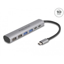 Hub USB 6-portowy 4x USB-A + 2x USB-C żeńskie Delock 64232