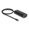 Hub USB 10Gbps 4-portowy USB-C z przełącznikami portów przewód 60cm Delock 64233