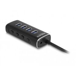 Hub USB 10Gbps 4-portowy USB-C z przełącznikami portów przewód 60cm Delock 64233