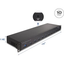 Hub Rack 19" 1U 10x USB-A 10Gbps żeńskie Delock 64240