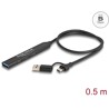 Cienki hub USB 4-portowy 3x USB 5Gbps typ C + 1x USB 5Gbps typ A wejście USB-C lub USB-A Delock 64272