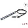 Cienki hub USB 7-portowy 1x USB 5GbpsA + 6x USB 2.0-A wejście USB-C lub USB-A Delock 64273