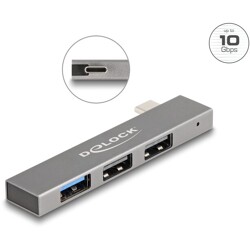 Cienki hub USB 3-portowy USB-C 1x USB 10Gbps typ A + 2x USB 2.0-A Delock 64274