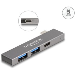 Cienki hub USB 3-portowy USB-C 1x USB 5Gbps typ C + 2x USB 5Gbps typ A Delock 64275